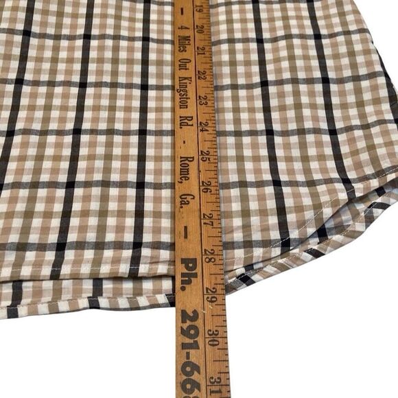 Columbia Gray Tan Plaid Short Sleeve Shirt Button Up Regular Fit Men Size Large - Picture 10 of 11